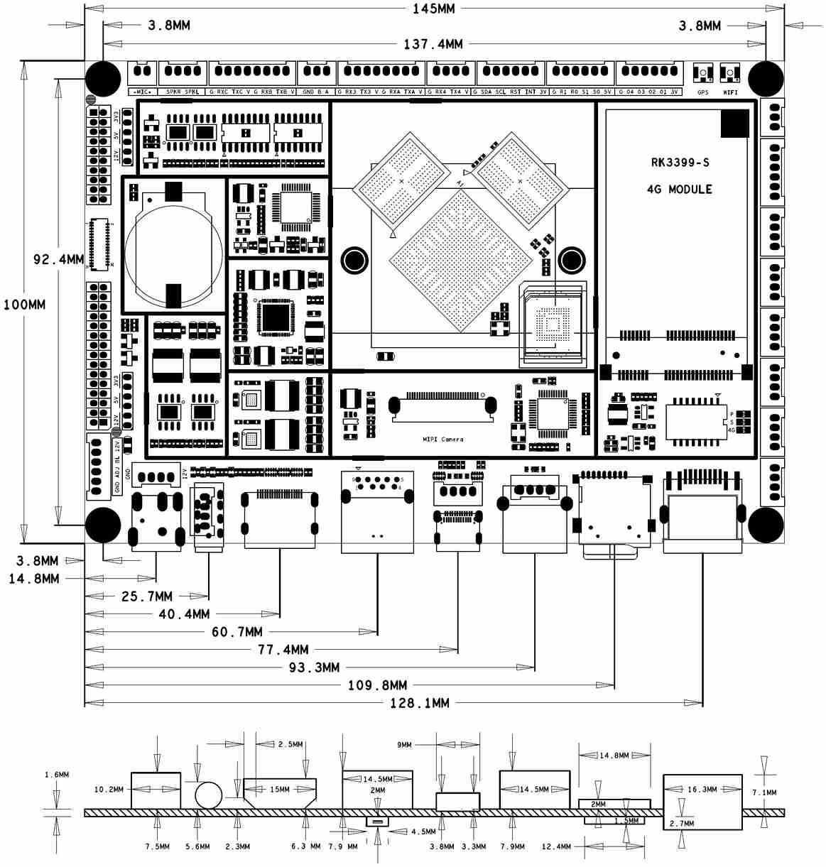 RK3399-S PCBA Size